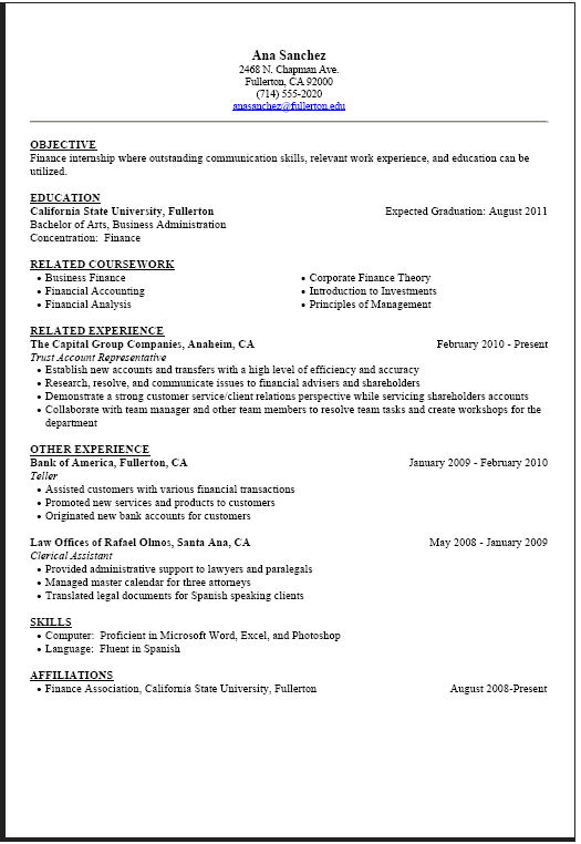 good resume examples 2011. Resume Templates 2011-2012