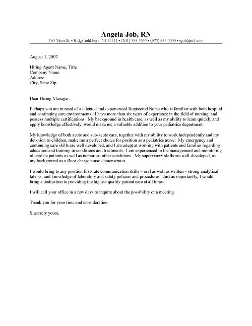 RN Cover Letter Template 2